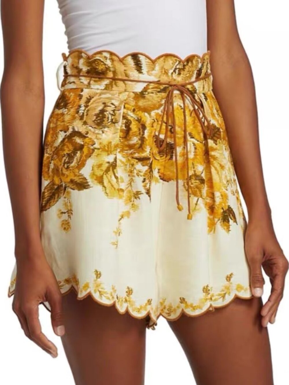 ZIMMERMANN Floral Print Linen Shorts, US Size 4 (AU Size 0)